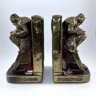 Vintage Pair Of Marion Bronze Polychromed Bookends Library Scholar Book Lover