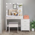 Vanity Makeup Table 10 Led Lighted Mirror 5 Drawers Dressing Desk Stool Set