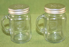 Vintage Ball Clear Mason Jar Salt   Pepper Shakers W  Handles Aluminum Lids New