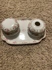 Nippon Japan Hand Painted Vanity Set Trinket Box  Hair Receiver  Tray  Holder