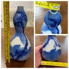 Antique Or Vintage Japanese   Double Gourd Vase Blue White Enamel Mt Fuji