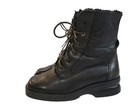 Santana Canada Women Boot Size 6 Fur Cuff Black Leather Paddock Lace Up Comfy
