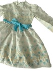 Vintage Tiny Town Sheer Prarie Dress Girls Toddler 4t 5t   White Blue Floral