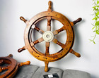 24 Brass Wooden Nautical Ship Steering Wheel Pirate Decor Wood Fishing Wall Boat