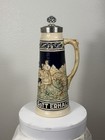 Vintage Wick Werke Oversized Beer Stein Gott Erh  lt Pewter Lid West Germany