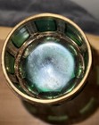 Bohemian Moser Cab Cut Glass Green   Gold Gilt Wine Goblet  one  Vintage antique
