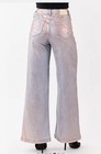 Saige Metallic Pink Wide Leg Denim Jeans Plus Size Tummy Control 5-pocket