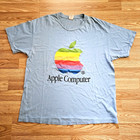 Rare Vintage 80s Apple Computer Macintosh T-shirt Large Single Stitch Blue