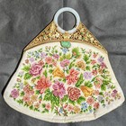 Rare Antique Chinese Petit Point Handbag W  Hetian Jade Handle   Jadeite  1920   s