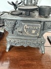 Vintage Crescent Salesman s Sample Cast Iron Miniature Cook Stove W  Accessories