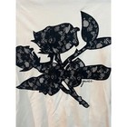Guess Womens White Floral Lace Applique T-shirt Striped Neck High-low Top