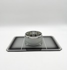 Vintage Art Deco Vanity Tray   Powder Jar Set Frosted Glass Black Silver