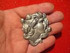 Vintage Hudson Fine Pewter Art Nouveau Woman Pin  pendant