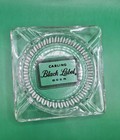 Vintage Retro Carling Black Label Beer Ashtray -clear Glass -black Letters  