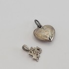 Vintage 925 Sterling Silver Ps I Love You And Etched Puffy Heart Charms Pendants