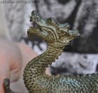 Old China Bronze Feng Shui Auspicious Dragon Loong Dragons Zodiac Animal Statue