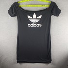 Adidas Originals Dress Womens Xl Black Floral Reversible 3-stripes Off Shoulders