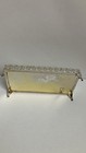 Vintage Gold Tone Filigree Vanity Mirror Tray With 4 Lipstick Tube Holders