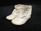 Antique Boots Shoes Baby Child Doll Leather White Leather 4    Long Side Button