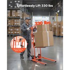 Uimoso Material Lift Winch Stacker 330lbs Capacity Pallet Truck With 42 9in Lift