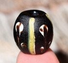 Antique Venetian Black Lampwork Italian Ghost Bead Floral Designs African Trade 