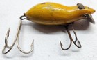 Vintage Heddon Dowagiac Meadow Mouse Wood Fishing Lure Yellow