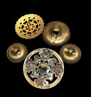 5 Fleury Cross Victorian Buttons pierced  Enamel  Velvet Background  Free Ship