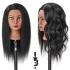 16 Inch 100  Real Hair Mannequin Head Training Head Cosmetology Manikin F16-a