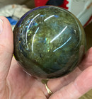 Polished Labradorite Crystal Sphere Orb W  Blue Flash 1 Lb 3 3 Oz