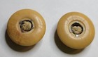 Vintage 1940s Bakelite Fabric Buttons Pair 1 Inch Striped Upholstery Trim Beige