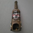 Folk Art Bottle Incense Candle Holder Native American Style Rustic Decor