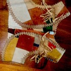 Kids Patchwork Fringe Vest And Skirt Set Beige Multicolor