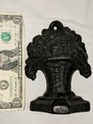 Antique Vintage Hubley  Cast Iron Small 5 5 8  Flower Basket Door Stop