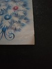 Vtg Christmas Greeting Card Aqua Blue White Tree Decorated Ornaments Star 50-60s