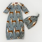 Milkbarn Baby Gown   Hat Set Deer Organic Cotton 0-3 Months Baby Boy Girl