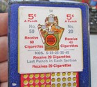 Vintage Punch Board Trade Stimulator Punchboard Gambling Game 5 Cent Cigarettes