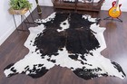 Extra Large Dark Tricolor White Belly Cowhide Rug Genuine Leather Size 7x8