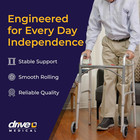 Drive Medical Two-button Folding Walker W  Wheels Desk Arms Dual Push 5in Silver