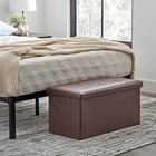 Edenbrook 30  Rectangle Storage Ottoman - Buttonless Tufted Ottoman - Brown Faux
