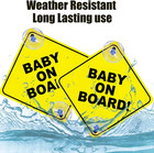 2pcs Baby On Board Car Signs 5 x5  Reusable Window Decals With Suction Cups
