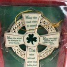 Kurt Adler Christmas Ornament Celtic Cross Irish Shamrock Porcelain Gold Trim 