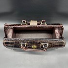 Vintage Upjohn Top Grain Cowhide Doctors Bag Crocodile Print Key Brown Leather