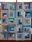 Scrappy Blue Log Cabin Quilt Top 35  X 43 
