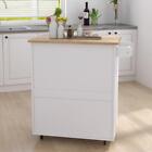 Modern Rolling Kitchen Cart Island Wood Top Storage Trolley Cabinet Utility New
