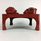 Japanese Wooden Legged Tray Lacquered Table Lidded Bowls Set Vtg Ozen Ur734