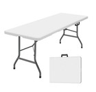 White 6 Foot Folding Table fold-in-half Plastic Table  Picnic Party Camp Tables