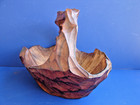 Antique Folk Art Solid One Piece Walnut Hand Carved Wood Basket Vintage Piece