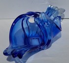  Bowl Blue  Wave Folk Craft Koshida Japan Art Glass  Extra Large Vintage