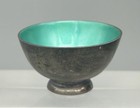 Antique Towle 059 Sterling Silver Light Green Enamel Footed Salt Dip Bowl