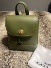 Coach Turnlock Backpack     Olive Green Leather     Brand New With Dust Bag